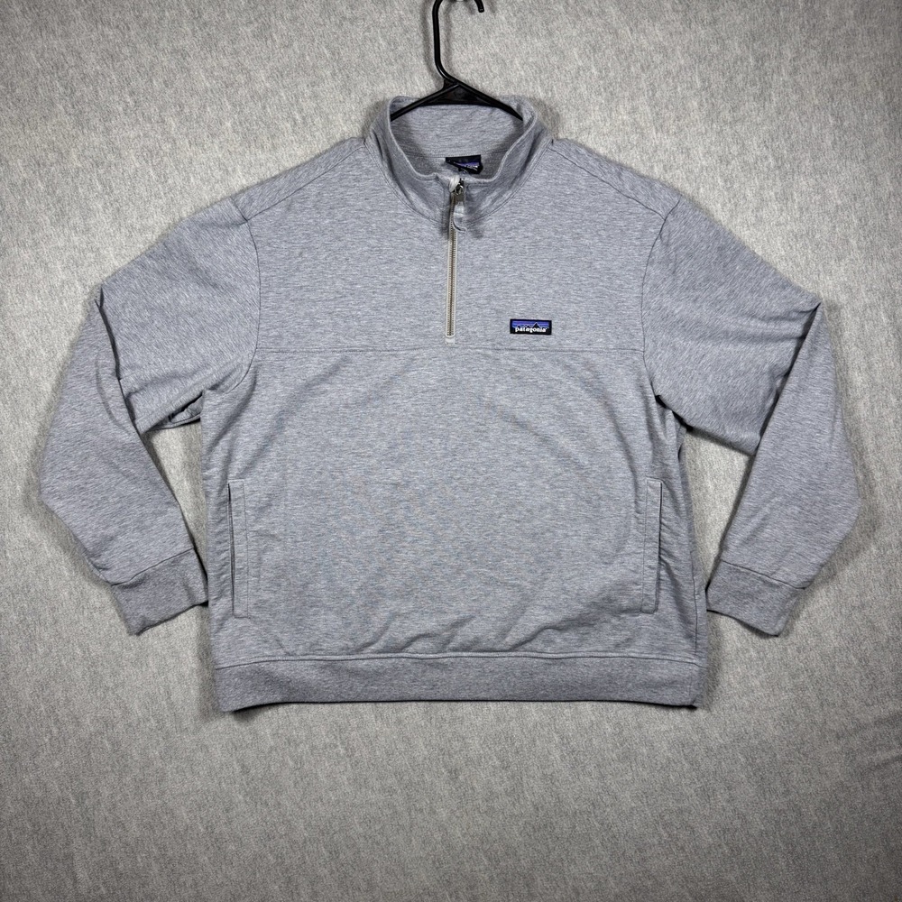 PATAGONIA Women's XL Organic Cotton Quarter Zip Ahnya Pullover Sweatshirt Gray